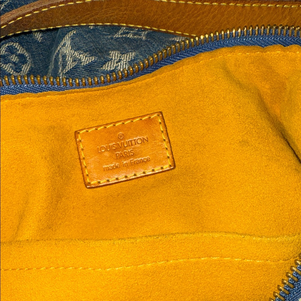 Louis Vuitton Blue Denim and Tan Leather Monogram Shoulder Bag - Picture 15 of 16